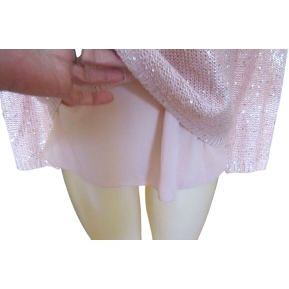 Joseph Ribkoff Pink Sequin Overlay Long Sleeve Sweater Size M - Picture 3 of 7